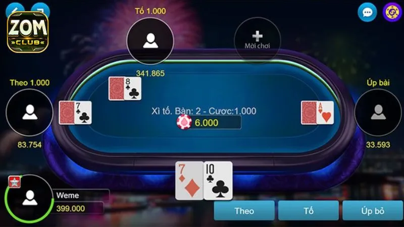 Zomclub hướng dẫn luật chơi xì tố chi tiết